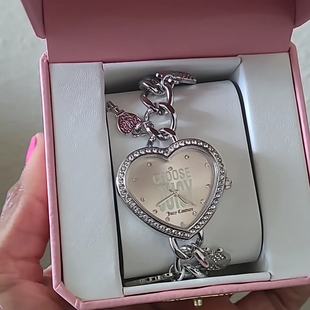 Juicy Couture Pink Heart Charm Bracelet/Watch